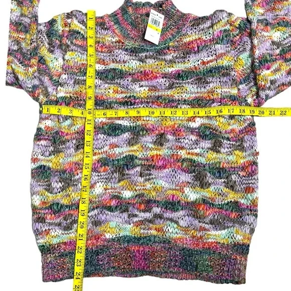 Democracy mock neck pink purple gray variegated sweater size Medium - Picture 8 of 12